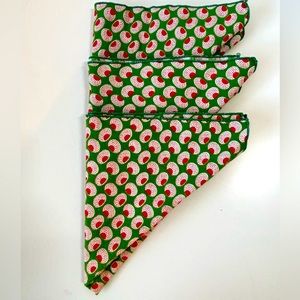 Mod/Vintage/Retro Green with Red Circles Fabric Napkins